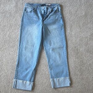 BCBGeneration Mega Cuff Wide Leg Light Wash Women's Jeans